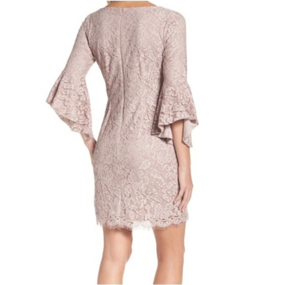 Chetta B Dusty Mauve Lace Bell Sleeve Size 4 - Picture 8 of 8